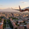 Самолёт над Ереваном на закате